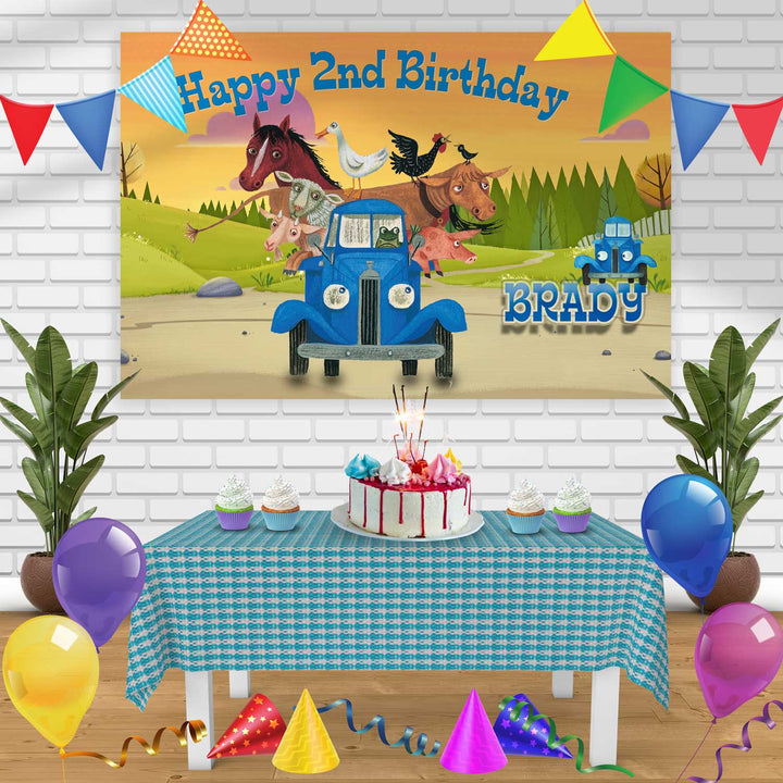 Little blue truck Birthday Banner Personalized Party Backdrop Decoration