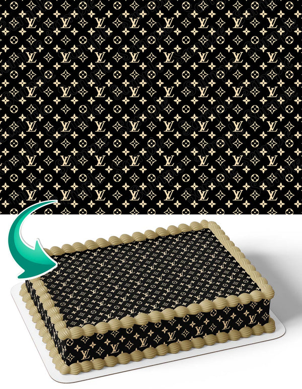 Louis Vuitton Black Tan Beige Wrap Edible Cake Toppers