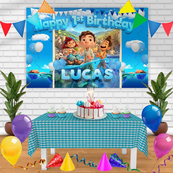 Luca Disney Pixar Birthday Banner Personalized Party Backdrop Decoration