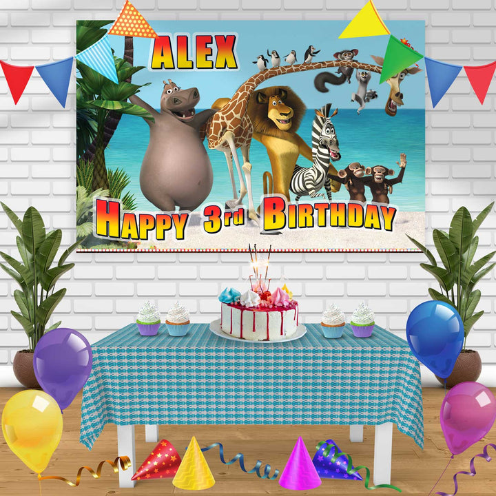 Madagasker Birthday Banner Personalized Party Backdrop Decoration