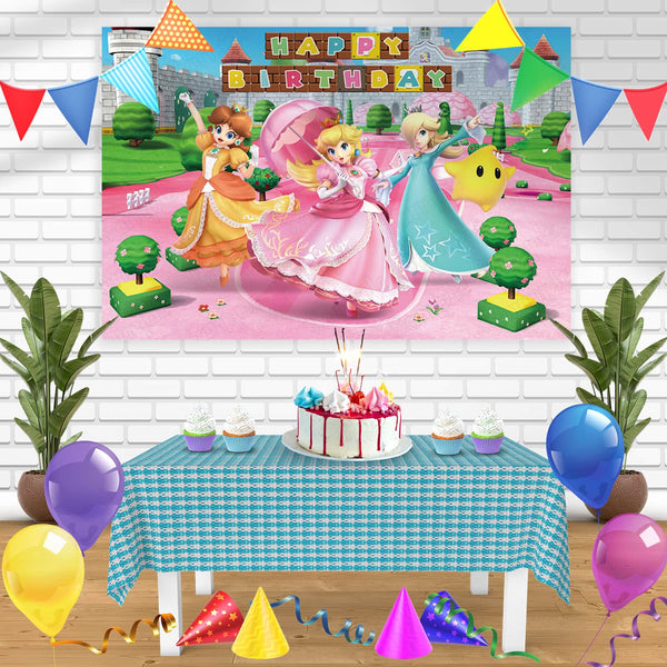 Mario Bros Princess Peach Rosalina Daisy Bn Birthday Banner Personalized Party Backdrop Decoration