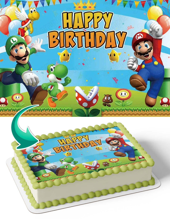 Mario Luigi Super MarioBros kids Edible Cake Toppers