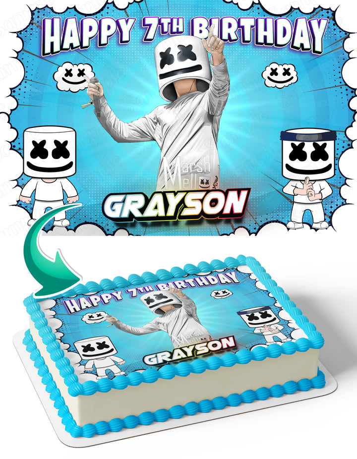 Marshmello DJ Music Gamer Edible Cake Toppers