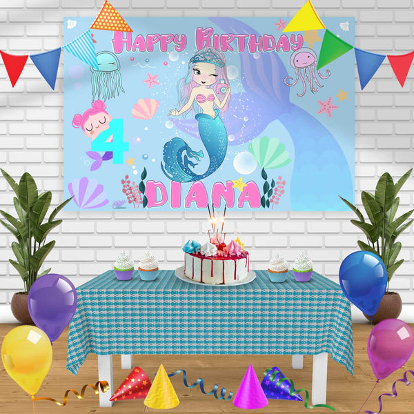 MERMAID Birthday Banner Personalized Party Backdrop Decoration