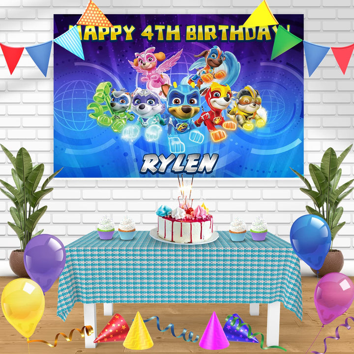 Mighty Pups Paw Patrol Bn Birthday Banner Personalized Party Backdrop Decoration