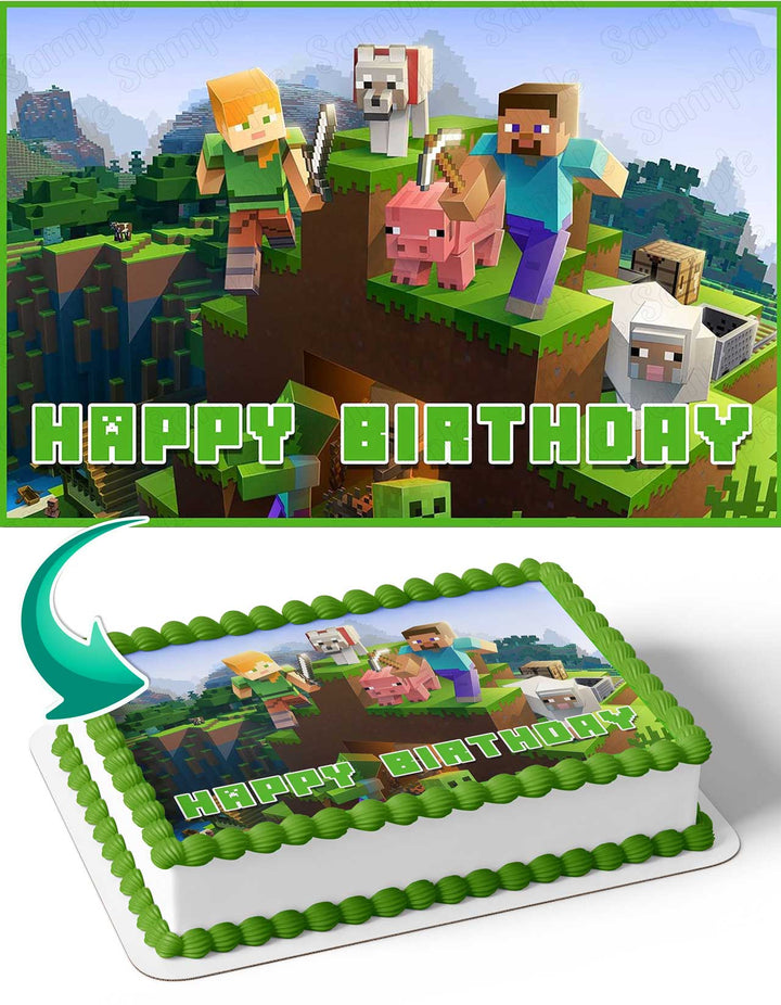 Minecraft Pixel Creeper Steve CTG Edible Cake Toppers