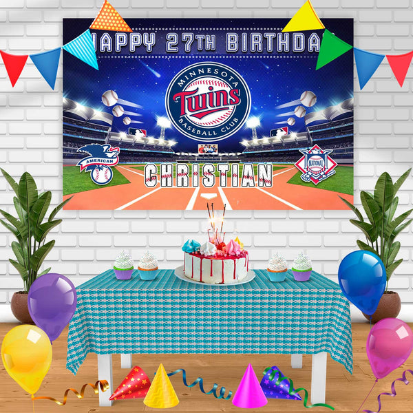 Minnesota Twins Birthday Banner Personalized Party Backdrop Decoration