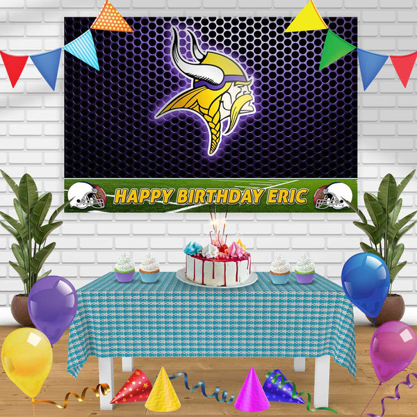 Minnesota Vikings Birthday Banner Personalized Party Backdrop Decoration