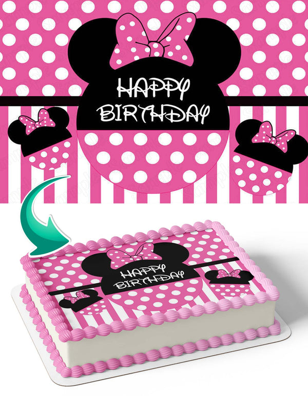 Minnie Mouse Black Pink Face Silhouette BP Edible Cake Toppers