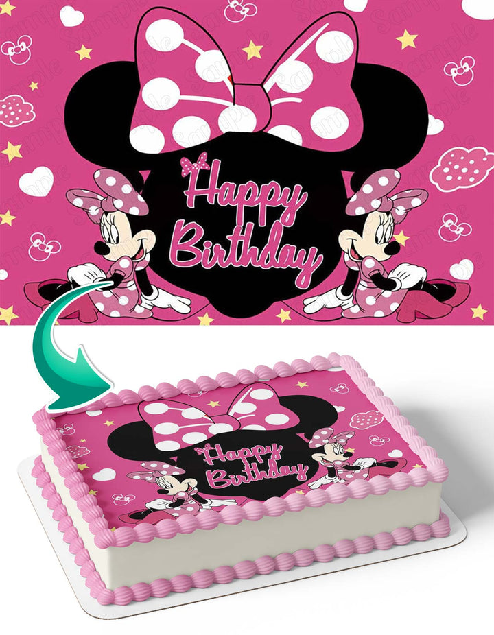 Minnie Mouse Black Pink Face Silhouette PB Edible Cake Toppers