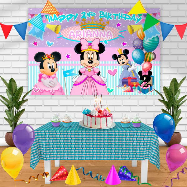 Minnie Mouse Princess Disney Micky Birthday Banner Personalized Party Backdrop Decoration