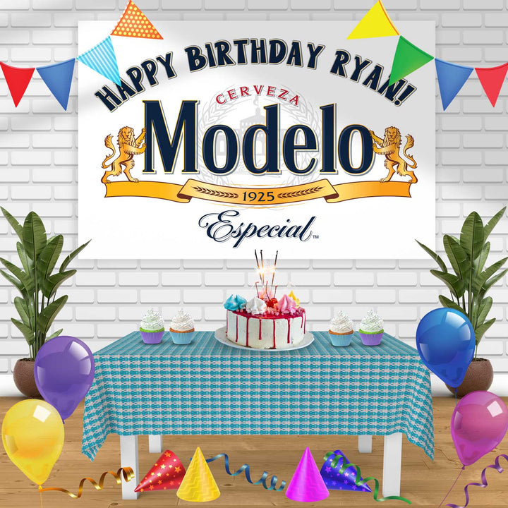 Modelo Especial Beer Birthday Banner Personalized Party Backdrop Decoration