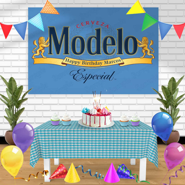 Modelo Beer Blue Birthday Banner Personalized Party Backdrop Decoration