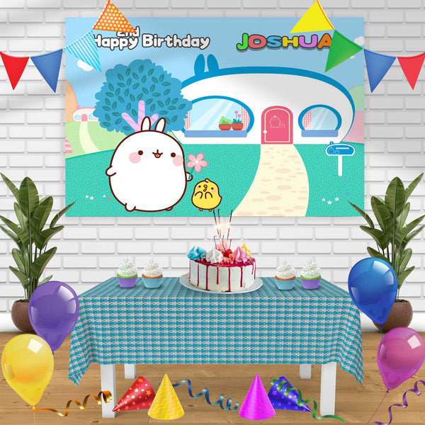 Molang Birthday Banner Personalized Party Backdrop Decoration