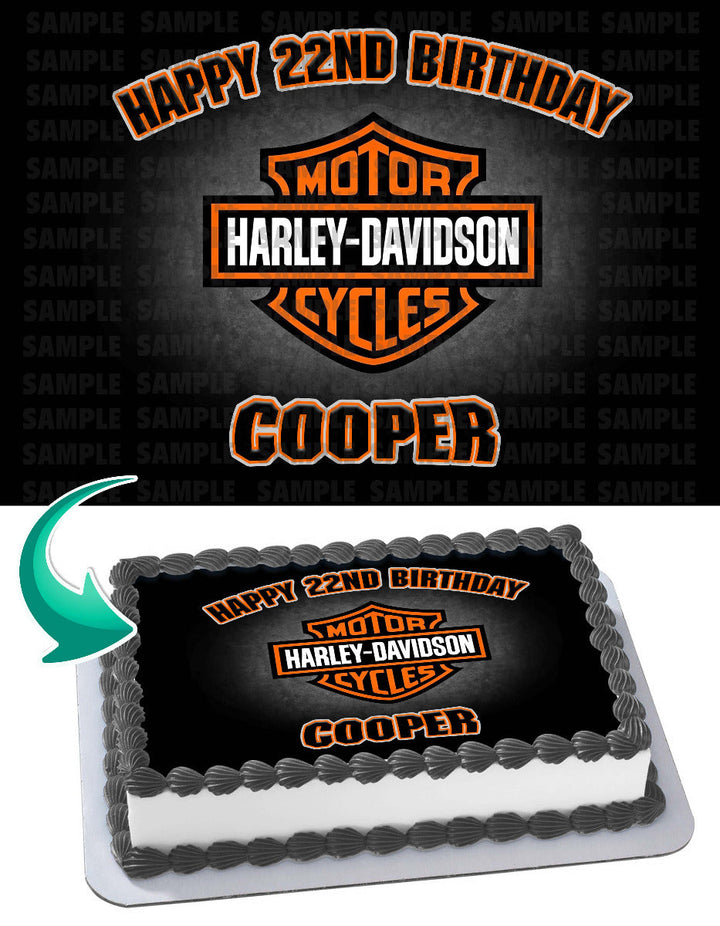 Harley Davidson Motorcycle Edible Cake Toppers