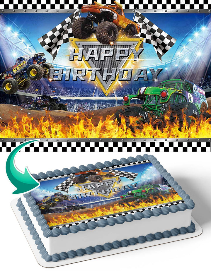 Monster Jam Grave Digger Toro Loco Edible Cake Toppers