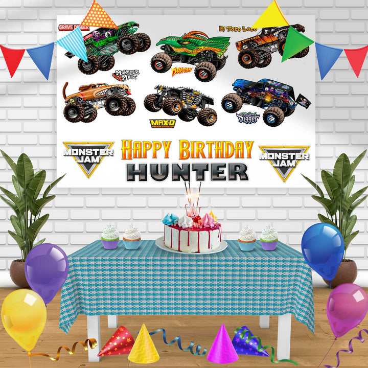 MONSTERTRUCK Birthday Banner Personalized Party Backdrop Decoration