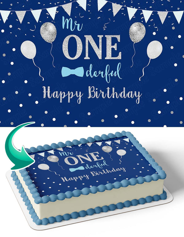 Mr One Baby Boy 1st Edible Cake Toppers