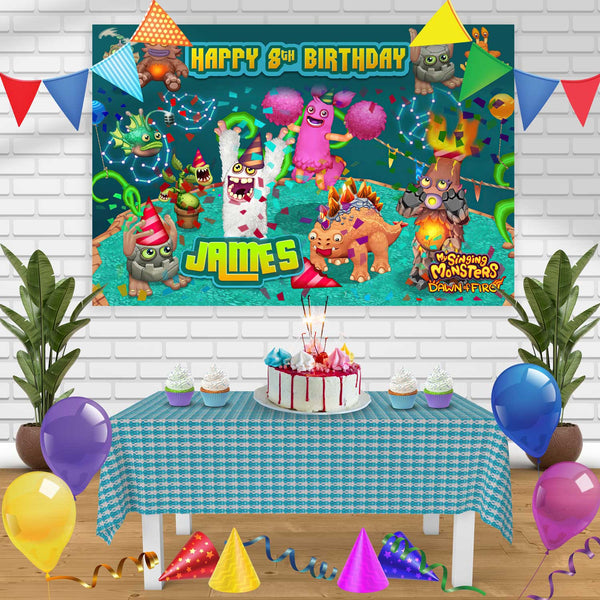 My Singing Monsters Dawn of Fire Birthday Banner Personalized Party Backdrop Decoration
