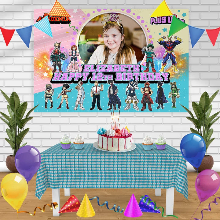 My Hero Academia Frame Girls Birthday Banner Personalized Party Backdrop Decoration