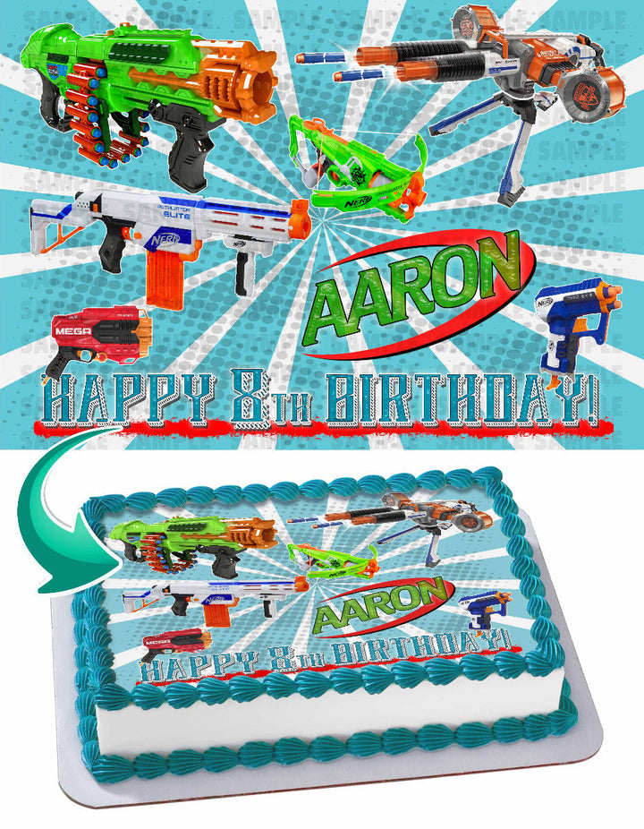 Nerf Toys Blaster Guns Edible Cake Toppers