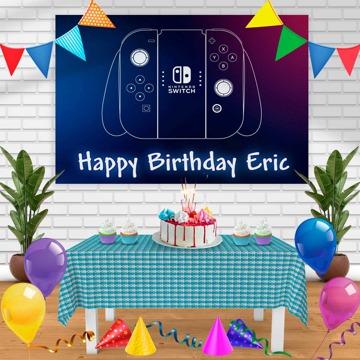 nintendo Birthday Banner Personalized Party Backdrop Decoration