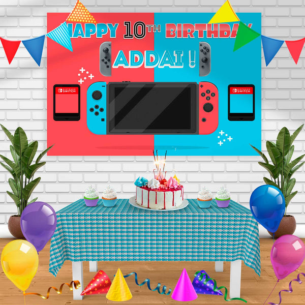 Nintendo Switch NT Birthday Banner Personalized Party Backdrop Decoration