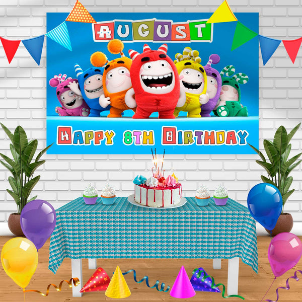 oddboods 3a Birthday Banner Personalized Party Backdrop Decoration