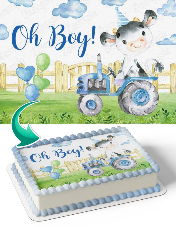 Oh Boy Blue Truck Caw Calf Edible Cake Toppers