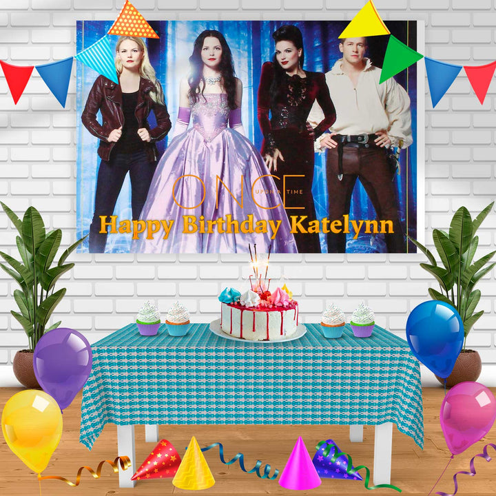 Once Upon a Time Birthday Banner Personalized Party Backdrop Decoration