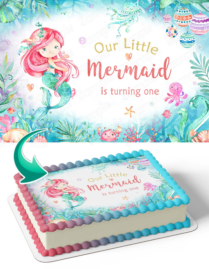 Our Little Mermaid is Turning OneOLM Edible Cake Toppers