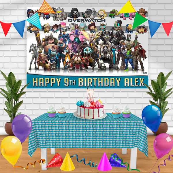 overwatch 1a Birthday Banner Personalized Party Backdrop Decoration