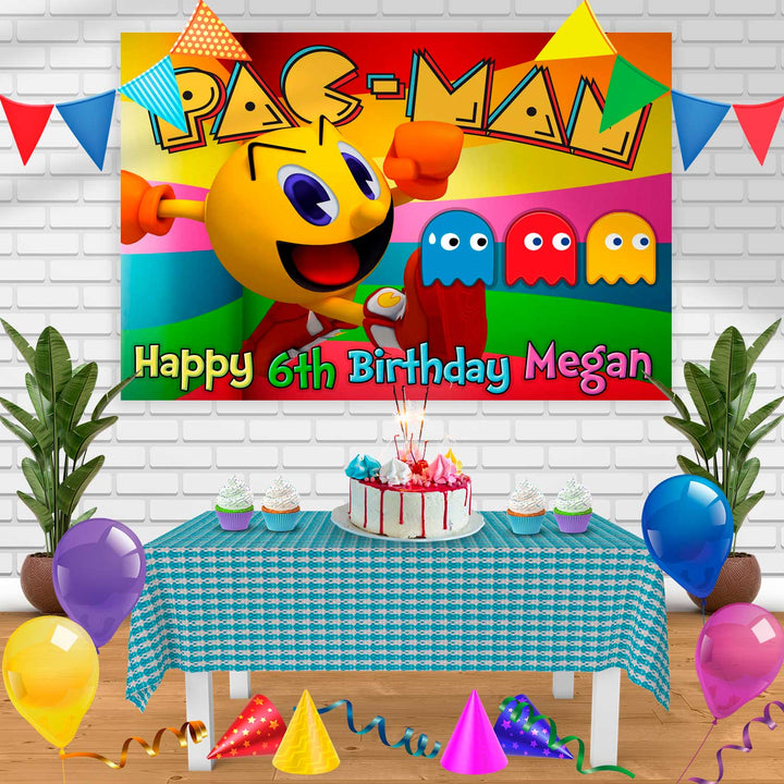Pacman Birthday Banner Personalized Party Backdrop Decoration