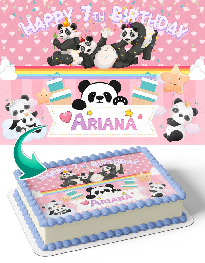 Panda Bears Cute Edible Cake Toppers