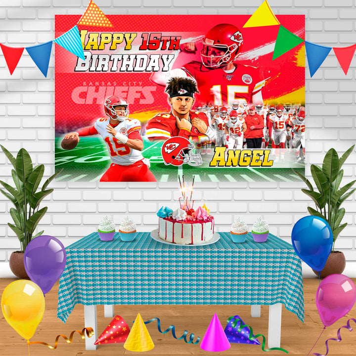 Patrick Mahomes Kansas City Chiefs Birthday Banner Personalized Party Backdrop Decoration