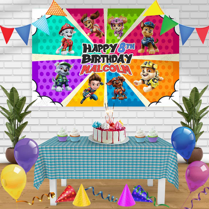 Paw Patrol Crew Birthday Banner Personalized Party Backdrop Decoration