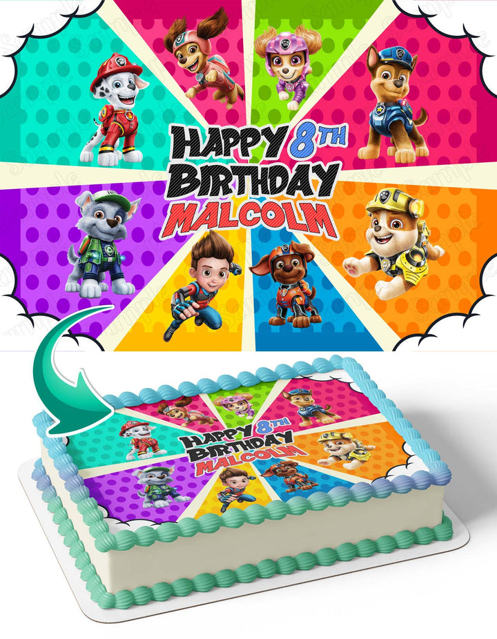 Paw Patrol Crew Kids Dogs Edible Cake Toppers