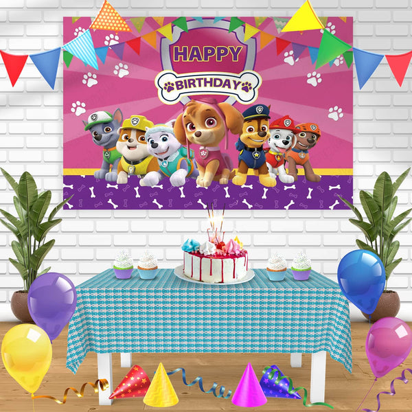 PAW Patrol Girls Pink PB Bn Birthday Banner Personalized Party Backdrop Decoration