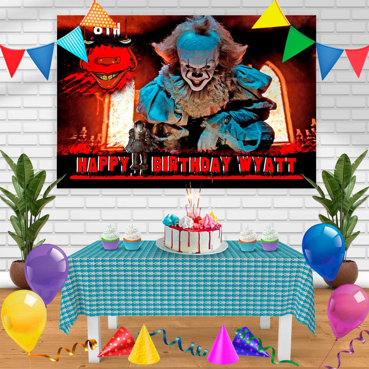 Pennywise it Birthday Banner Personalized Party Backdrop Decoration