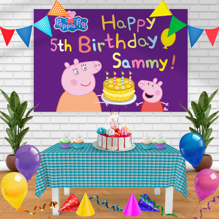 peppa cake Birthday Banner Personalized Party Backdrop Decoration
