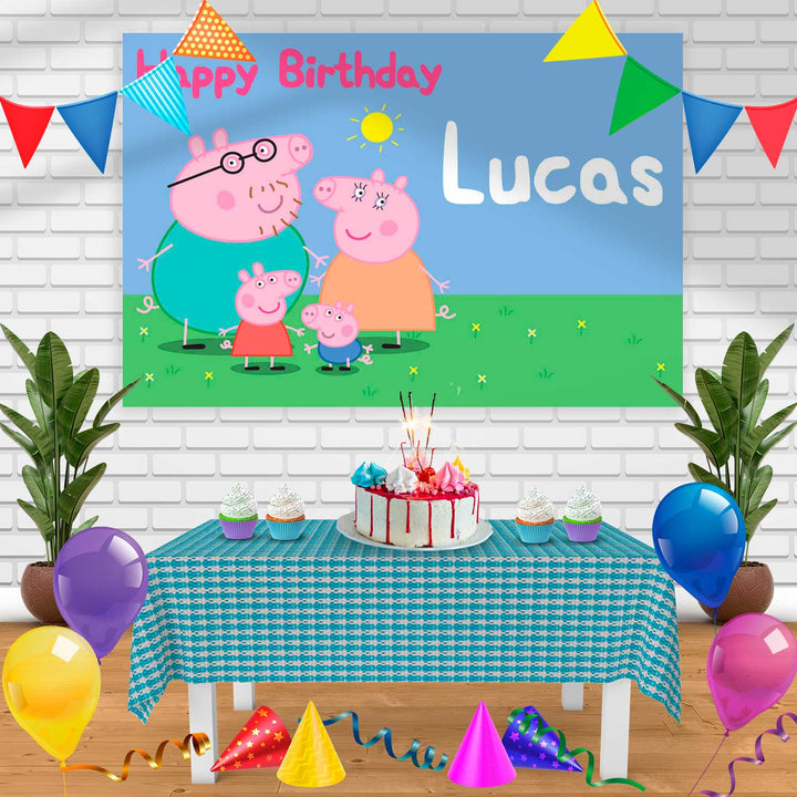peppa family Birthday Banner Personalized Party Backdrop Decoration