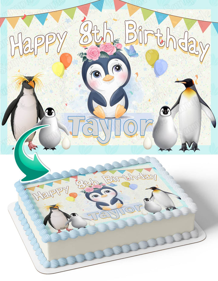 Pinguin Cute Girls Boys Edible Cake Toppers