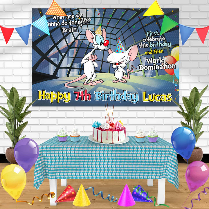 Pinky And The Brain Birthday Banner Personalized Party Backdrop Decoration
