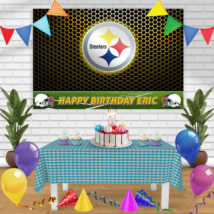 Pittsburgh Steelers Birthday Banner Personalized Party Backdrop Decoration