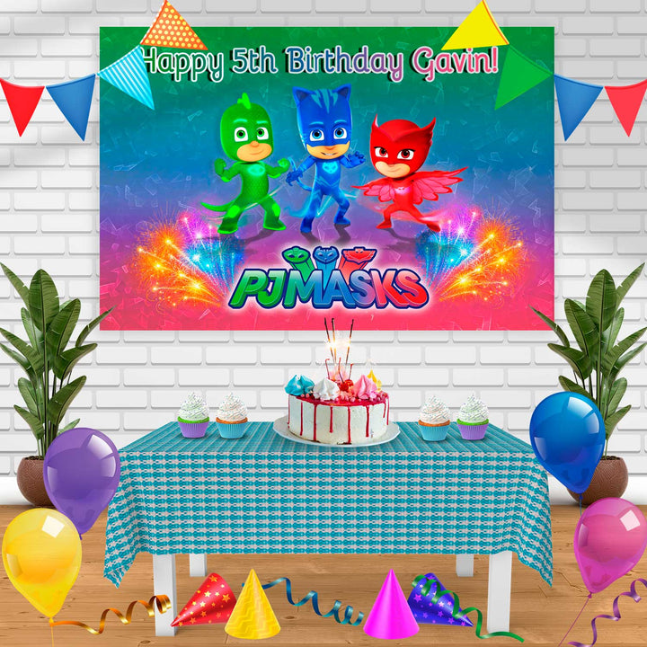PJ Mask 3 Birthday Banner Personalized Party Backdrop Decoration