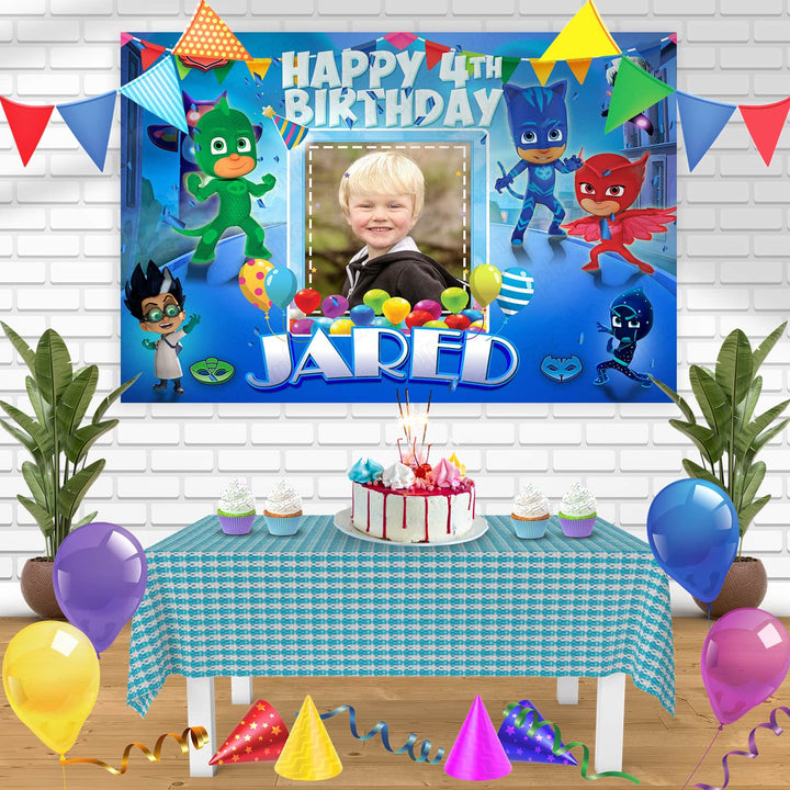 PJ Masks GekkoCat Boy Owlette Frame Birthday Banner Personalized Party Backdrop Decoration