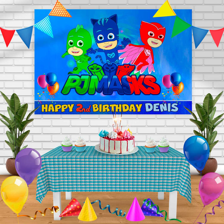 pjmask 4a Birthday Banner Personalized Party Backdrop Decoration