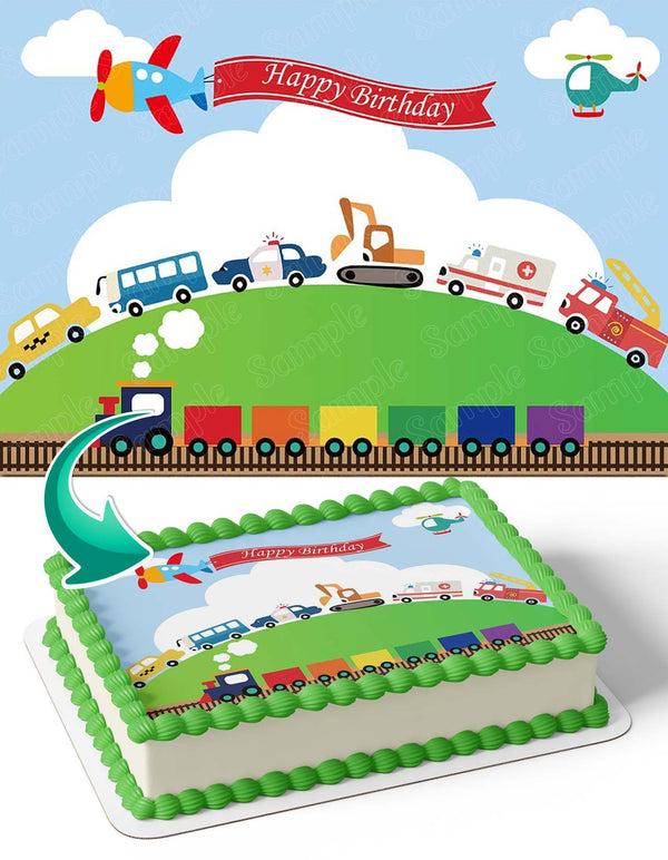 Plain Train Police Kids Edible Cake Toppers