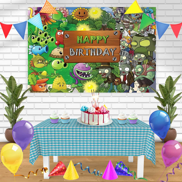 Plants Monster Game Bn Birthday Banner Personalized Party Backdrop Decoration