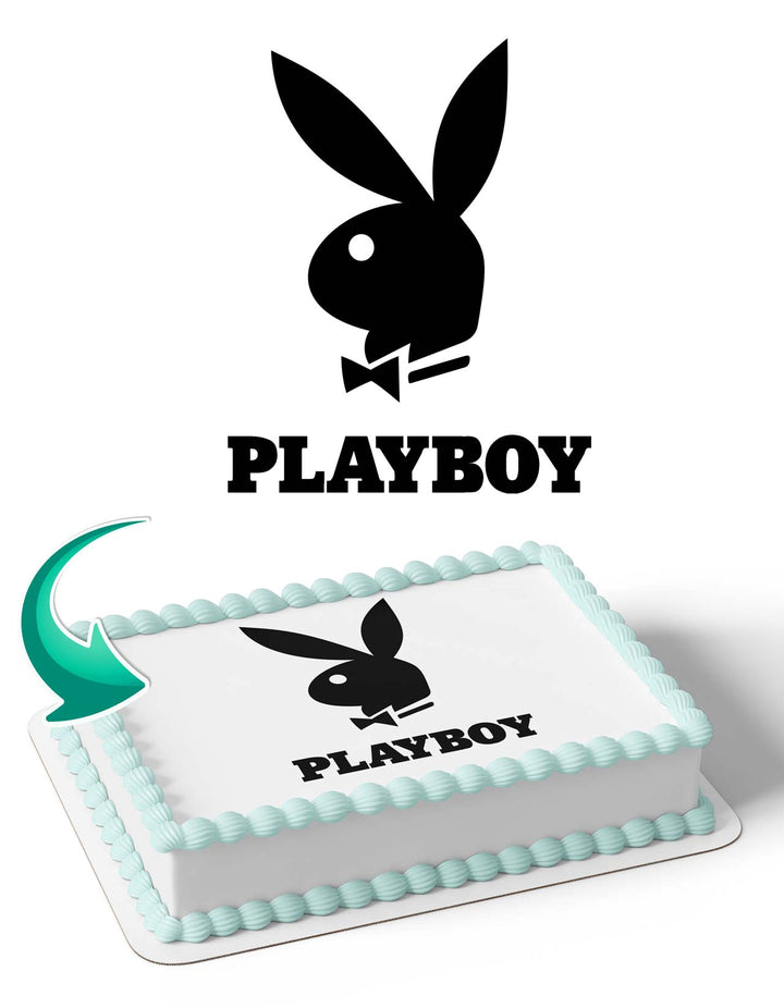 Playboy Black White Logo Edible Cake Toppers